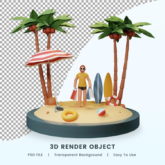Plantilla de render 3d banner social media summer con un podio Premium Psd