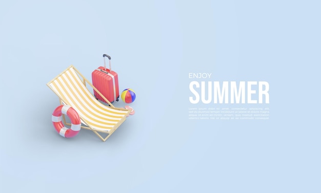 PSD plantilla de renderizado 3d de horario de verano