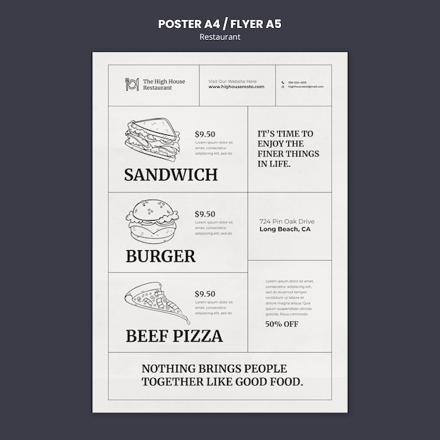 Plantilla de restaurante de diseño plano