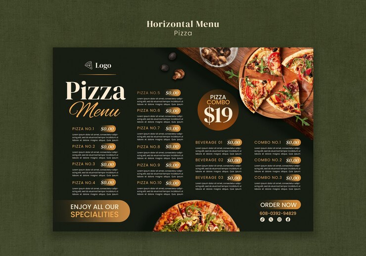 PSD plantilla de un restaurante de pizza delicioso