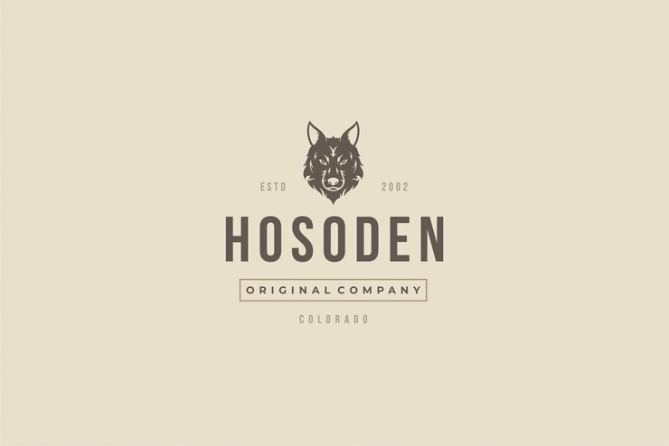 PSD plantilla retro para el logotipo original de la empresa con un animal