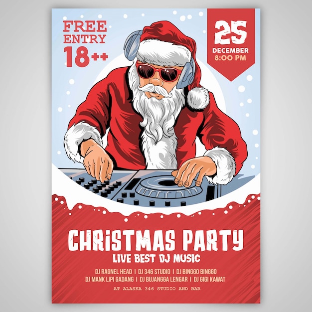 Plantilla de santa claus de navidad dj