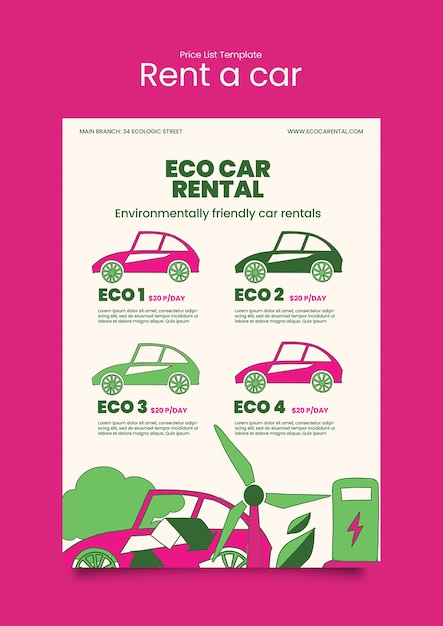 plantilla de servicio de alquiler de automóviles