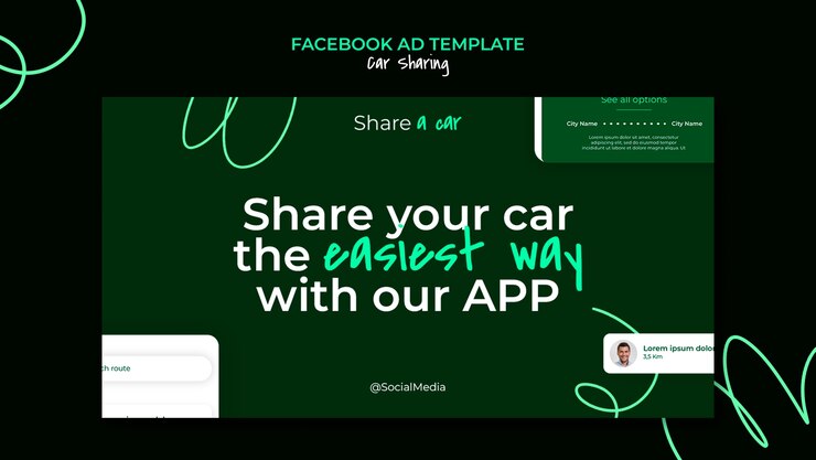 PSD plantilla de servicio de intercambio de automóviles de facebook