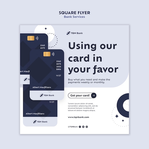 Plantilla de servicios bancarios de diseño plano