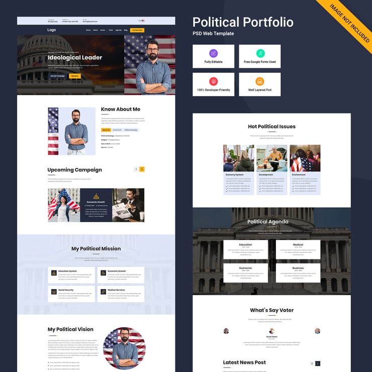 PSD plantilla de sitio web de cartera personal