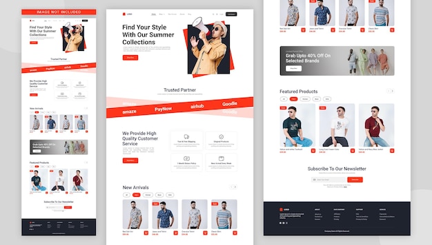 Plantilla de sitio web de moda de comercio electrónico PSD