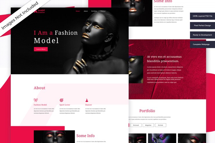 PSD plantilla de sitio web de modelo de moda