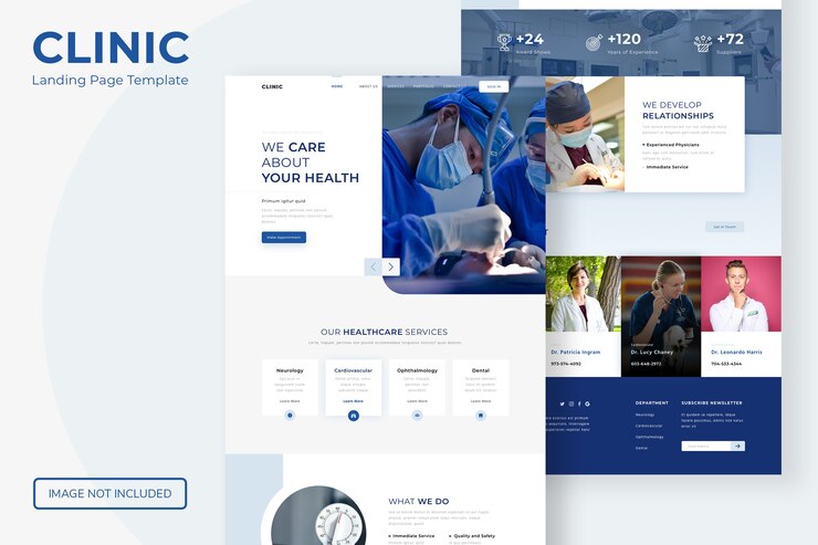 PSD plantilla de sitio web de página de destino de clínica