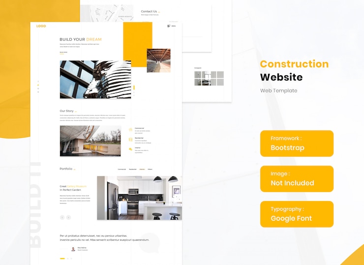 PSD plantilla de sitio web de servicio de construcción