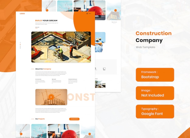 Plantilla de sitio web de servicio de construcción