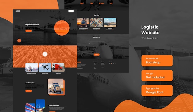 Plantilla de sitio web de servicio de entrega de logística y transporte