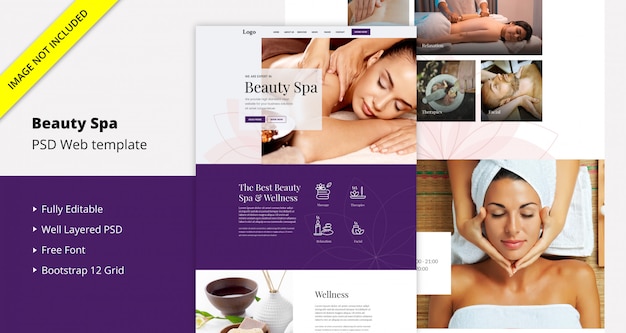 PSD plantilla de sitio web de spa de belleza