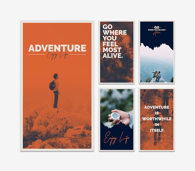 PSD plantilla de stories de instagram con concepto de aventura