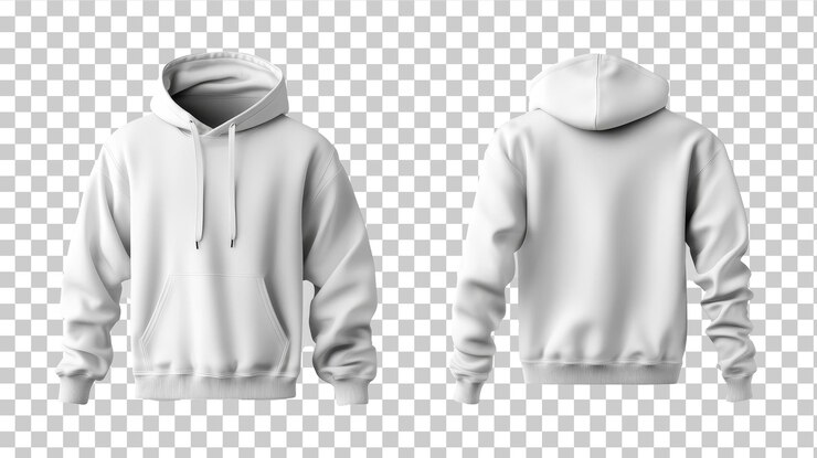 PSD plantilla de sudadera blanca para su diseño aislado en un fondo transparente hiperrealista