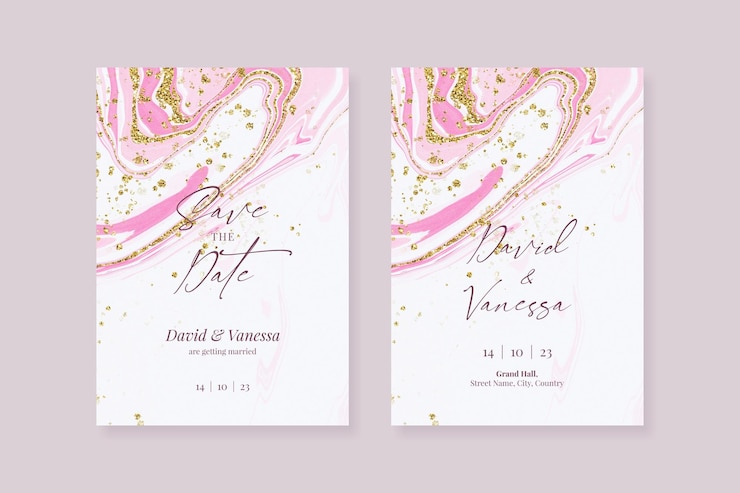 PSD plantilla de suite de tarjeta de boda rosa editable