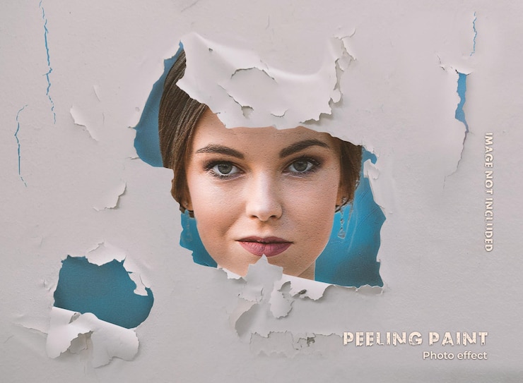 PSD plantilla de superficie de la pared de peeling con efecto de foto de pintura psd