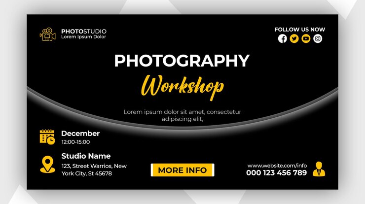 PSD plantilla de taller de fotografía de página de aterrizaje de psd