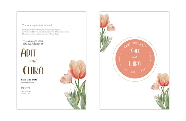 plantilla de tarjeta de invitación de boda con corona de ramo de rosas blancas dejar acuarela psd