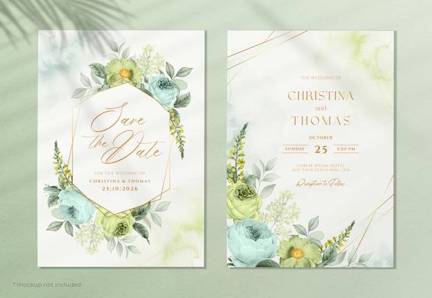 Plantilla de tarjeta de invitación de boda floral