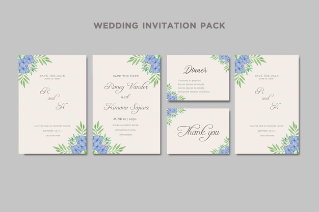 Plantilla de tarjeta de invitación de boda con ramo de rosas blancas