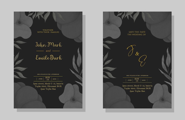 Plantilla de tarjeta de invitación de boda con texto psd