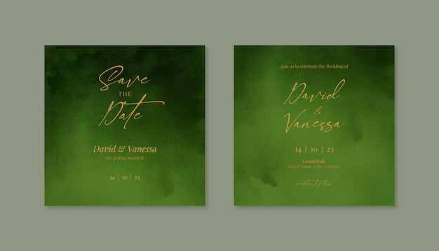 Plantilla de tarjeta de invitación de boda verde para banner de publicación de Instagram