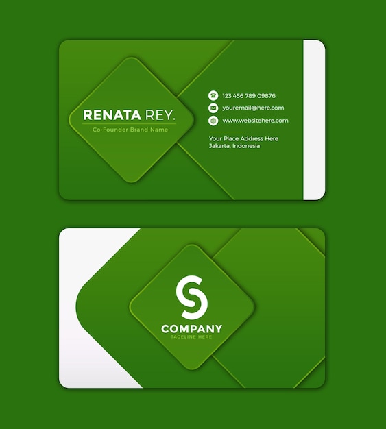 PSD plantilla de tarjeta de negocio verde