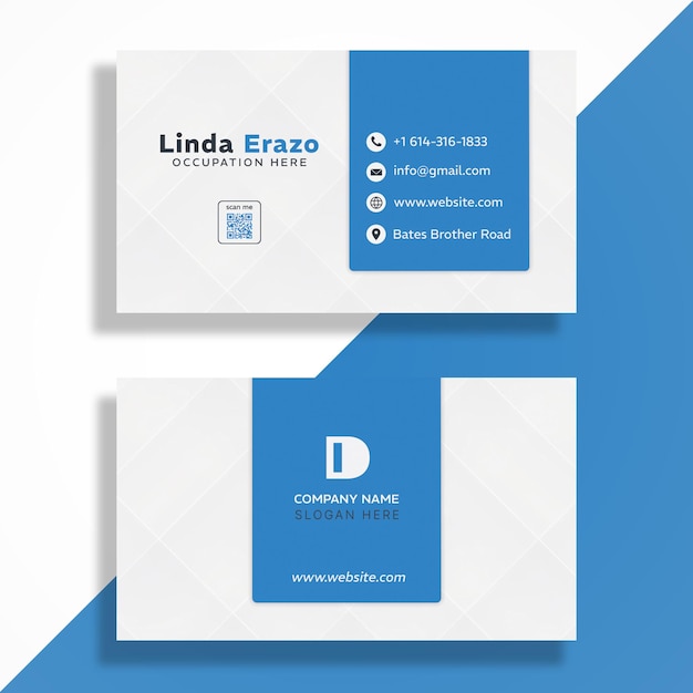 plantilla de tarjeta de visita azul limpia corporativa de PSD