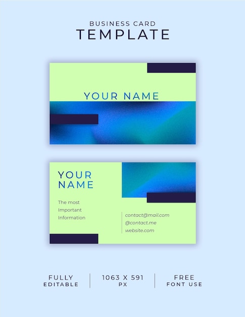 plantilla de tarjeta de visita en colores limón y azul diseño fresco moderno