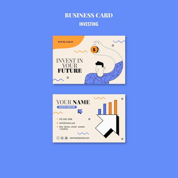 Plantilla de tarjeta de visita de inversión ilustrada