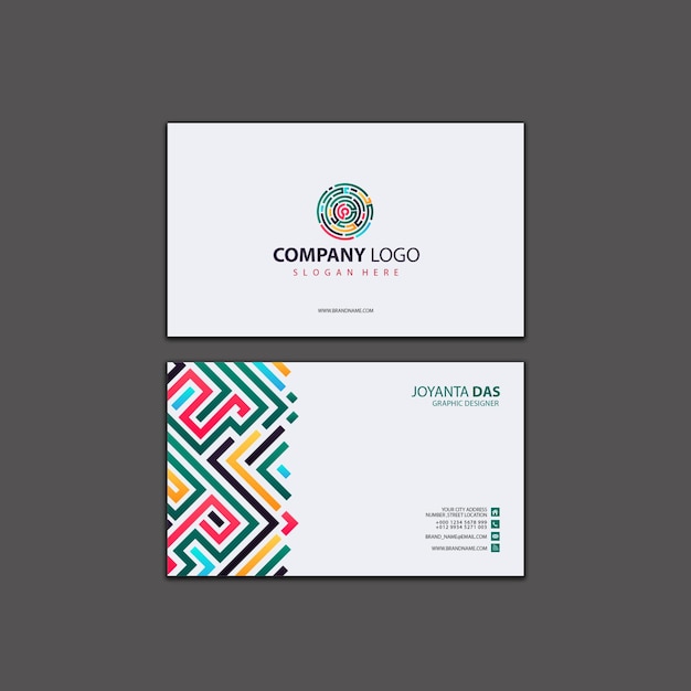 Plantilla de tarjeta de visita limpia blanca creativa moderna corporativa