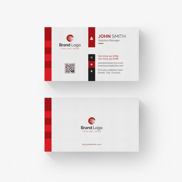 Plantilla de tarjeta de visita moderna con detalles rojos