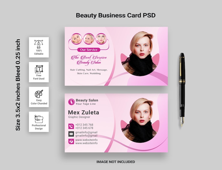 PSD plantilla de tarjeta de visita de salón de belleza psd