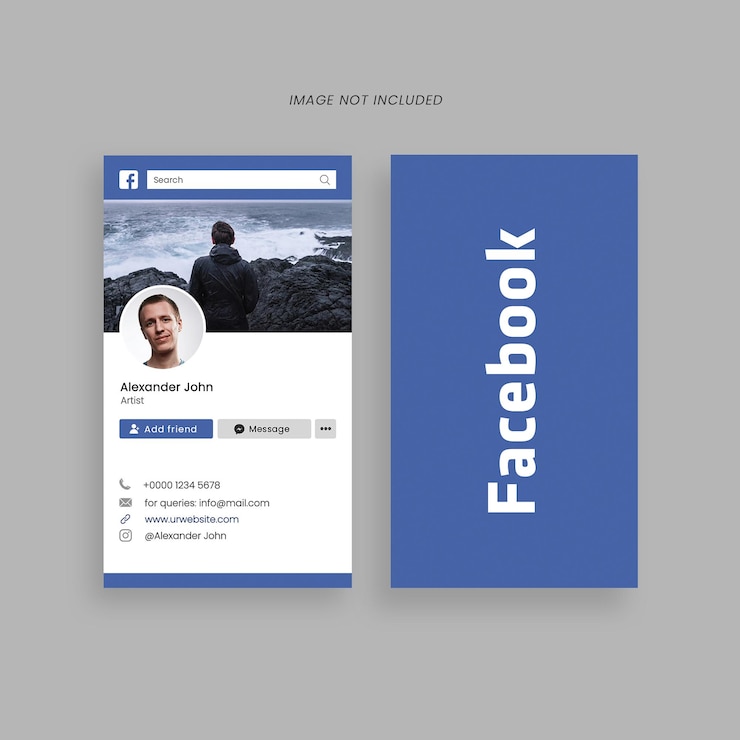 PSD plantilla de tarjeta de visita vertical de facebook psd