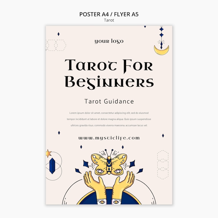 PSD plantilla de tarot de diseño plano