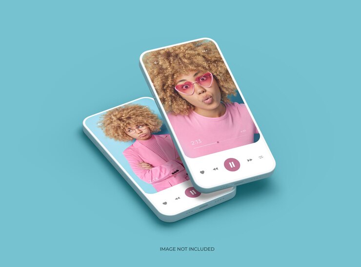Plantilla de teléfono inteligente sin marca con diseño personalizable para UIUX Product Showcase 3D Render