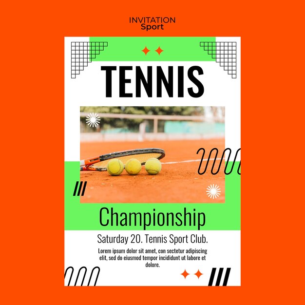 Plantilla de tenis de diseño plano