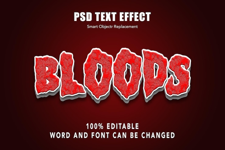 PSD plantilla de texto de fuente de blackletter de sangre editable