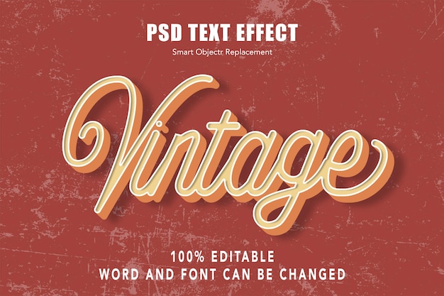 PSD plantilla de texto de fuente retro vintage editable