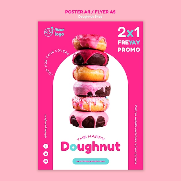 PSD plantilla de tienda de donas de diseño plano