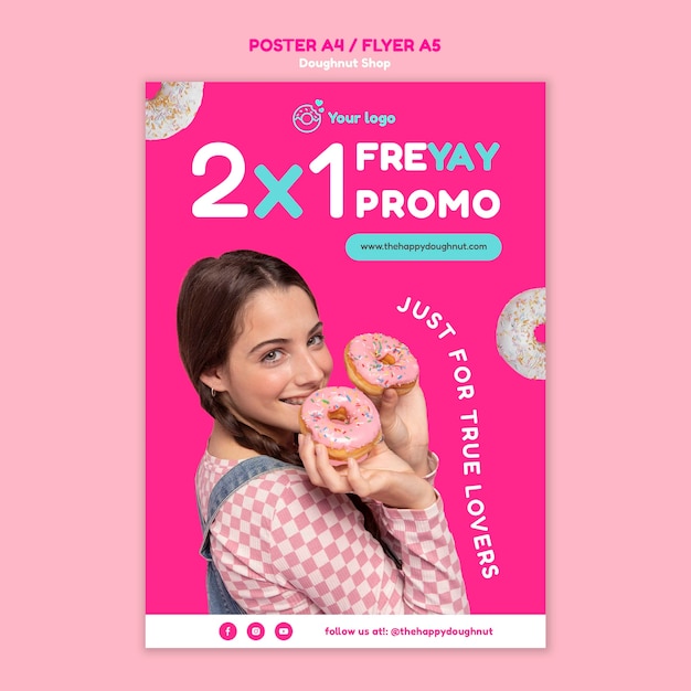 PSD plantilla de tienda de donas de diseño plano