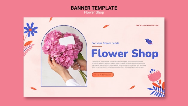 PSD plantilla de tienda de flores minimalista de diseño plano