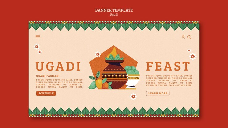 PSD plantilla ugadi de diseño plano