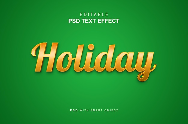 Plantilla de vacaciones de efecto de estilo de texto 3d