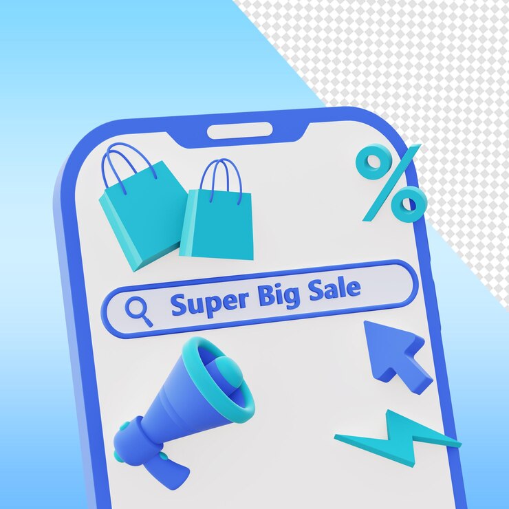 PSD plantilla de venta de gran promoción de barra de búsqueda de teléfono de render 3d para elementos de diseño y redes sociales web ui ux