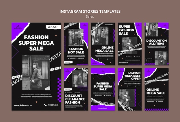 PSD plantilla de venta de historias de instagram de diseño plano