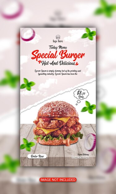 PSD plantilla de verano o diseño especial de plantilla de hamburguesa