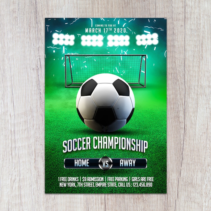 PSD plantilla de volante - campeonato de fútbol