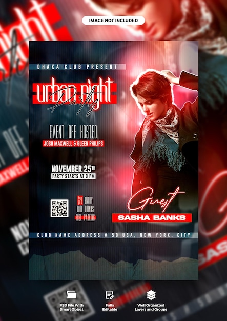 Plantilla de volante y cartel de la fiesta de Urban Night Club